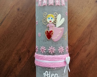 RUSTICA, look VINTAGE, SHABBY, rustico, candela battesimo, angelo custode, angelo, fata, bambina, bambino, candela, battesimo, decorazioni in cera, auguri di colore