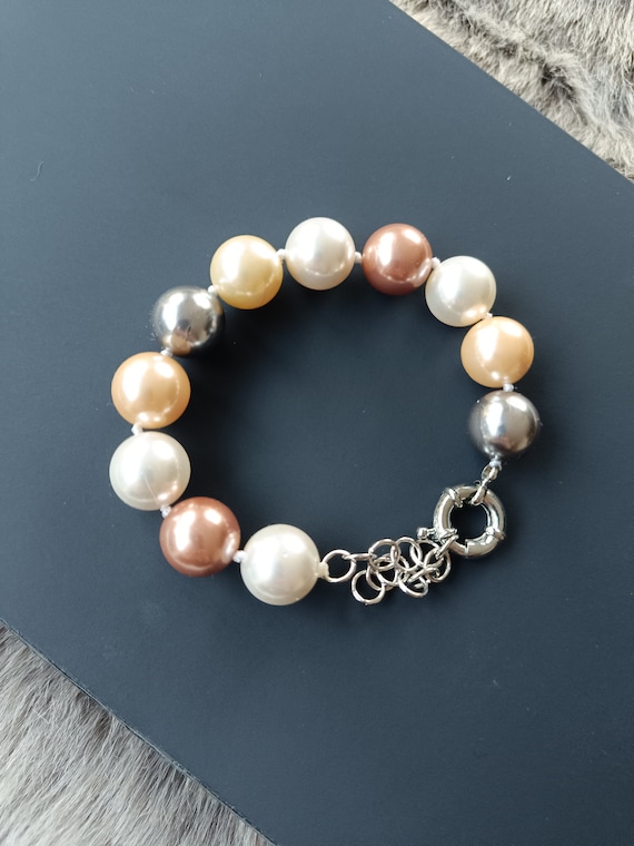 Bracelet Made of Mallorca Pearls 14 Mm, SEASHELL Pearl Gift