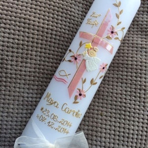 Baptismal candle, baptism candles, baptism candle girl, baptism candle pink