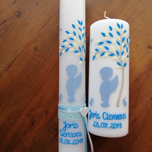 Baptism candles - Communion candles - SET - tree of life - guardian angel - girl - boy - incl. table candle - no foil - incl. wax label