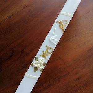 Communion candle, baptism candle for girls or boys (incl. label + storage box)