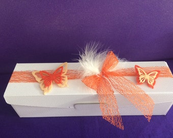 Luxury BOX / gift box for candles, modern, cream-orange