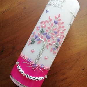 Baptism Candle Tree of Life Tree Girl Boy Candle - Baptism - Handmade - no foil - Letter beads - Wax inscription possible