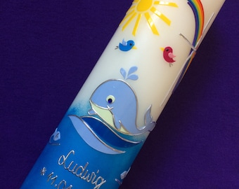 Baptismal candle, whale, girls, boys, Ludwig the whale, fish