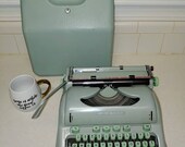 Vintage Hermes 3000 Typewriter Mint Green Works Amazing