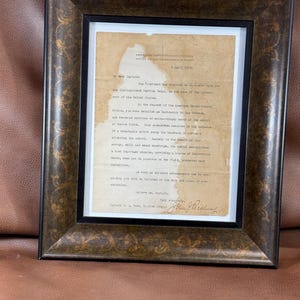 Antique WW1 Original Letter Signed By John Pershing Award Medal Gas Defense