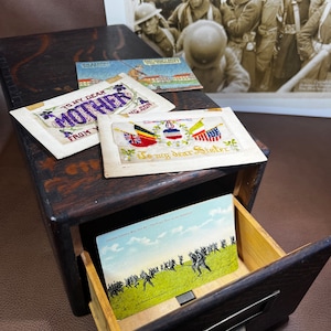 Antique Set of 4 Military Postcards WW1 Era Embroidered German