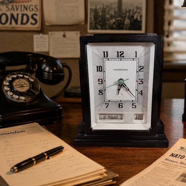 Vintage Skyscraper Hammond Electric Clock with Perpetual Calendar Works Great!
