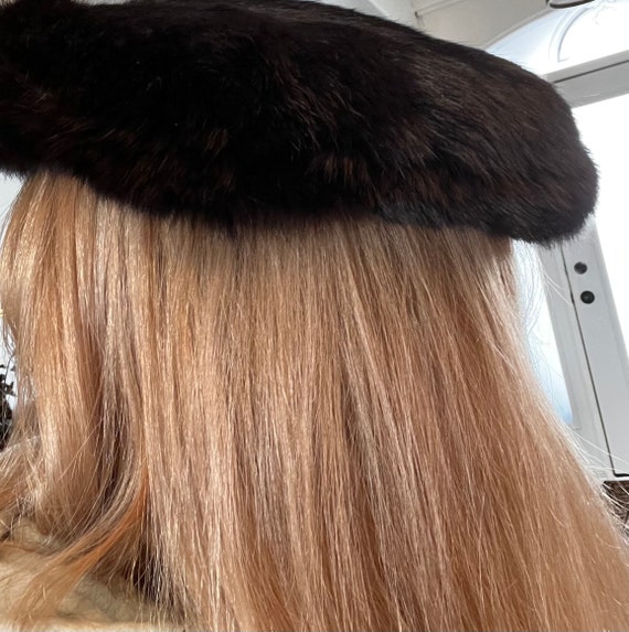 Vintage Mid Century Faux Fur Womens  Hat Adjustab… - image 4