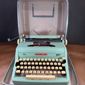 Vintage Royal Quiet Deluxe Typewriter Mint Green Mid Century