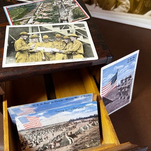 Antique Set of 6 Military Postcards WW1 Era Colorized Army Base