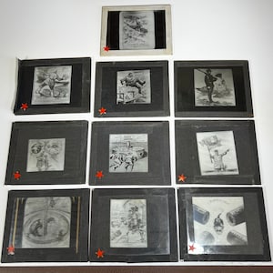 Antique Set of 10 Military Propaganda Slides Glass WW1 World War I