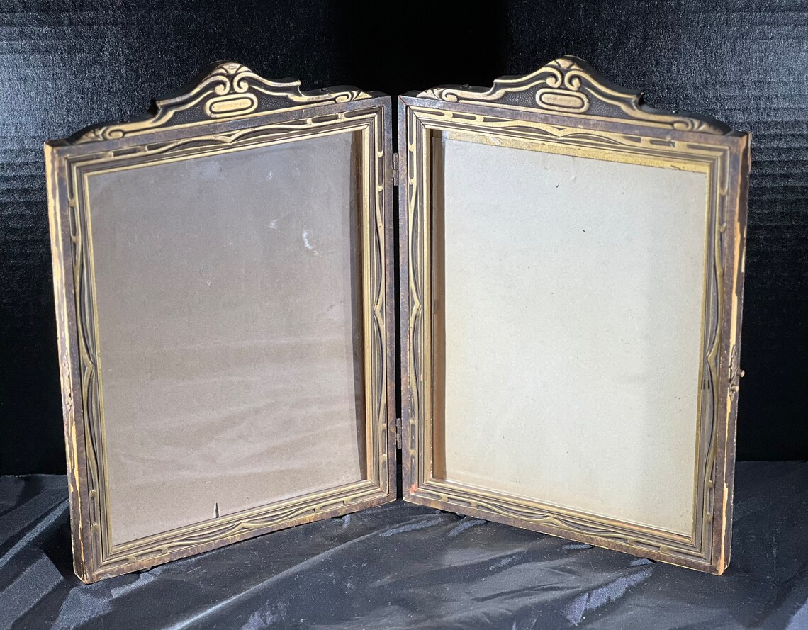 Antique Folding Picture Frames 8 X 10 Dual Photography Hinged Etsy