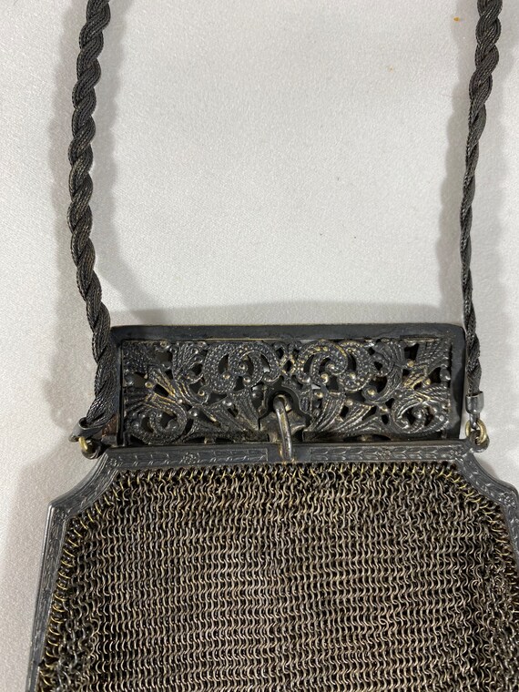 Antique Whiting and Davis Mesh Handbag Purse Even… - image 4