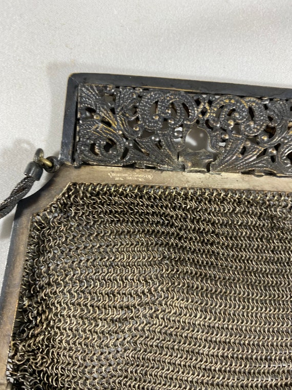 Antique Whiting and Davis Mesh Handbag Purse Even… - image 5