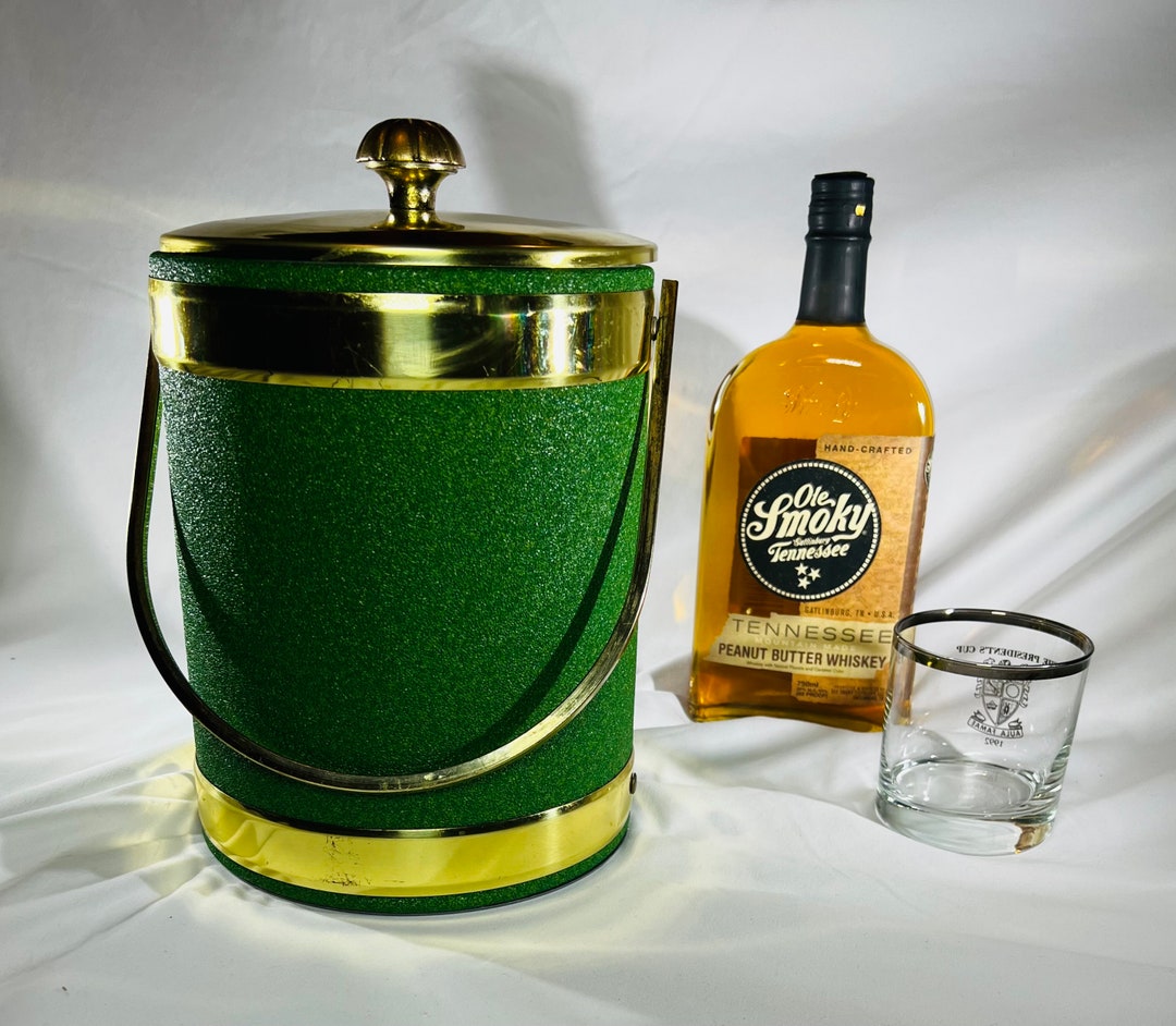 Vintage Ice Bucket Green With Gold Toned Accents 1970s Etsy