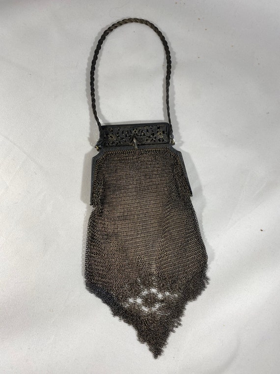 Antique Whiting and Davis Mesh Handbag Purse Even… - image 1