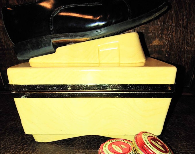 Vintage Mid Century Shoe Shine Kit With Brushes Etsy