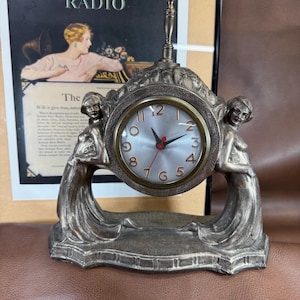 Vintage Art Deco Clock Frankart Style Ladies Twin Pair Prop for Restoration