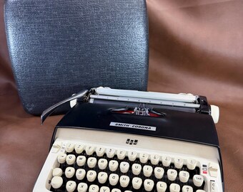 Vintage Black Portable Typewriter Smith Corona Galaxie Working with Case