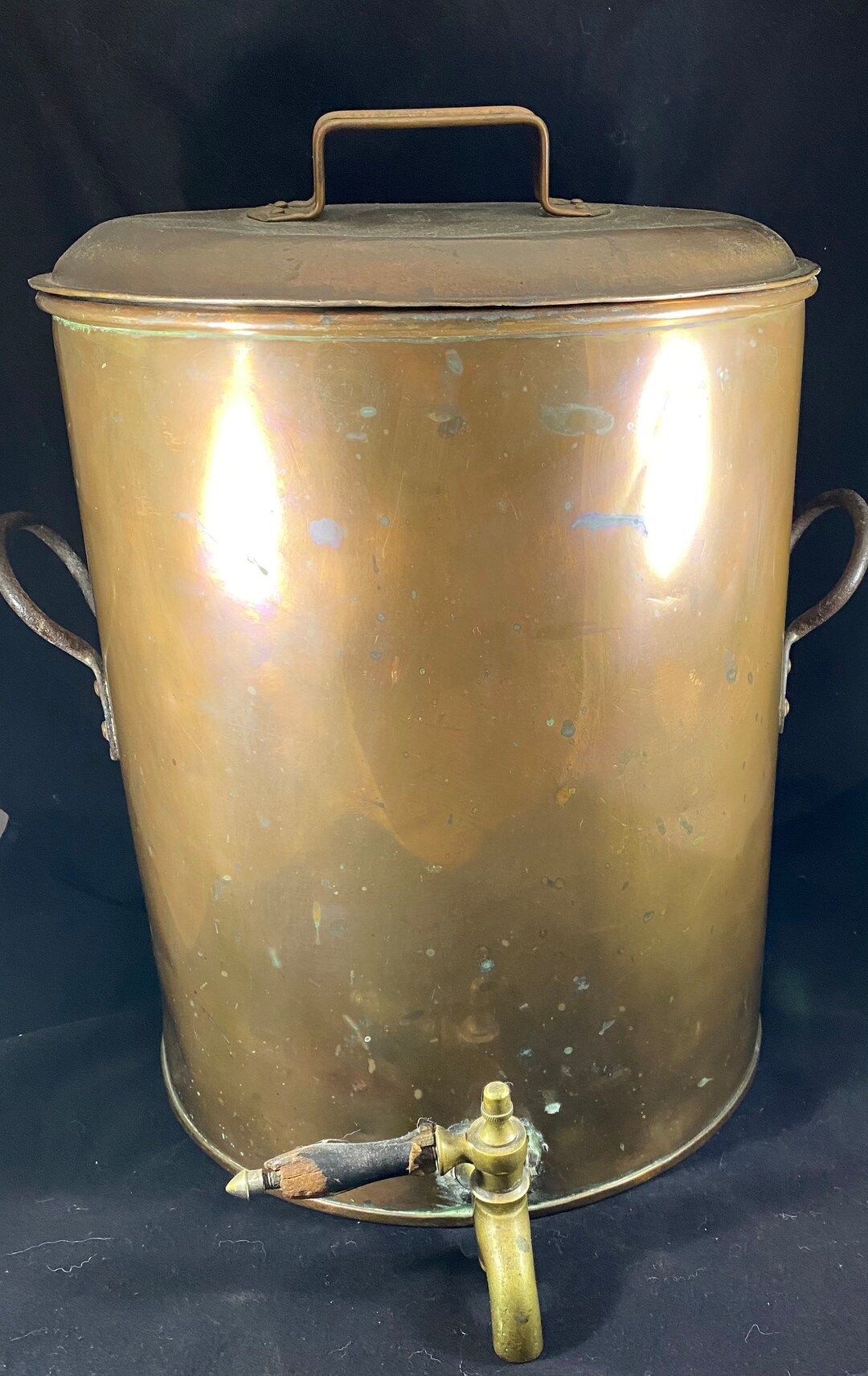 Antique Large Galvanized Copper Still Dispenser Large Lidded Etsy