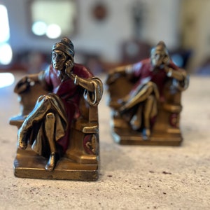 Antique Bookends K&O Kronheim Oldenbusch Dante Ex Cathedra Alighieri  1920&#39;s