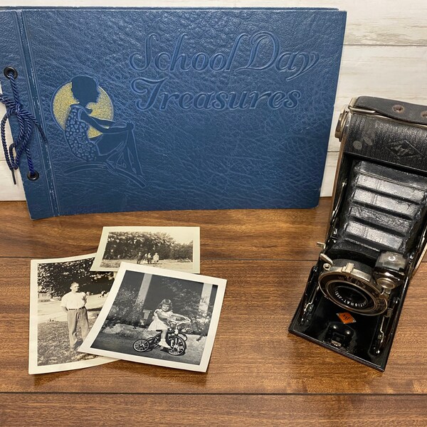 Antique Leather School Photo Album Unused Scrapbook