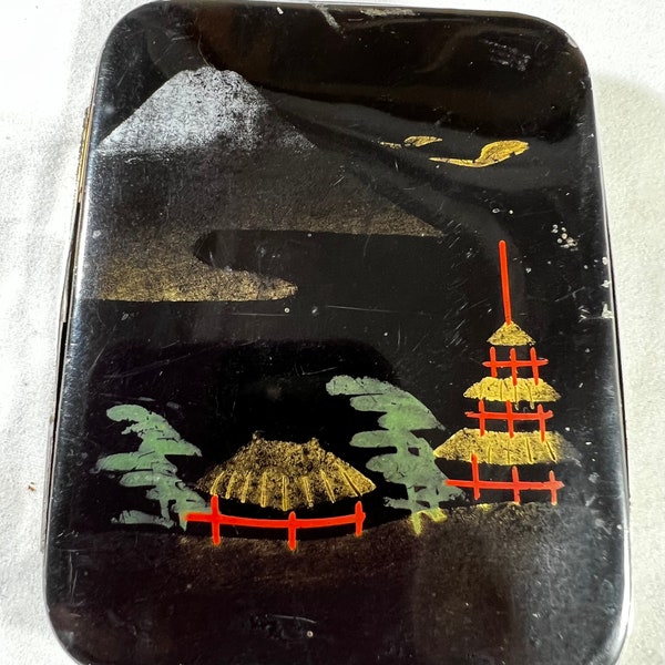 Vintage Laquered Mt Fugi Cigarette Smoking Case Made in Japan