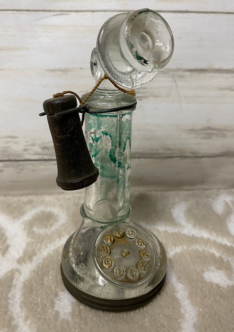 Antique Glass Candy Telephone Container Victory Glass Scarce Etsy