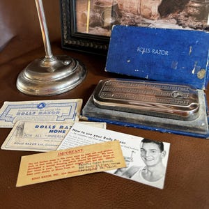 Vintage Mens Rolls Razor Nickel Plated Patent Pending Grooming With Box and Instructions