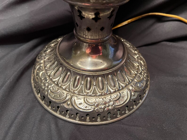 Antique Millers Vestal Oil Lamp Electrified Milk Glass Shade Etsy