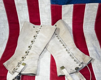 Antique WW1 US Army USMC Leggings Spats Pair Canvas