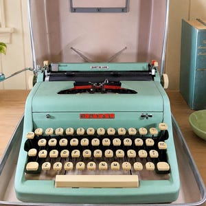 Vintage Royal Quiet Deluxe Typewriter Mint Green Mid Century