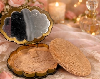 Art Deco c.1930s Scalloped Vanity Compact VOLUPTE Signed