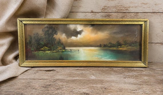 Vintage Early 20th Century Robert LeMon Pastel Painting Oregon Lake Pacific NW Artist