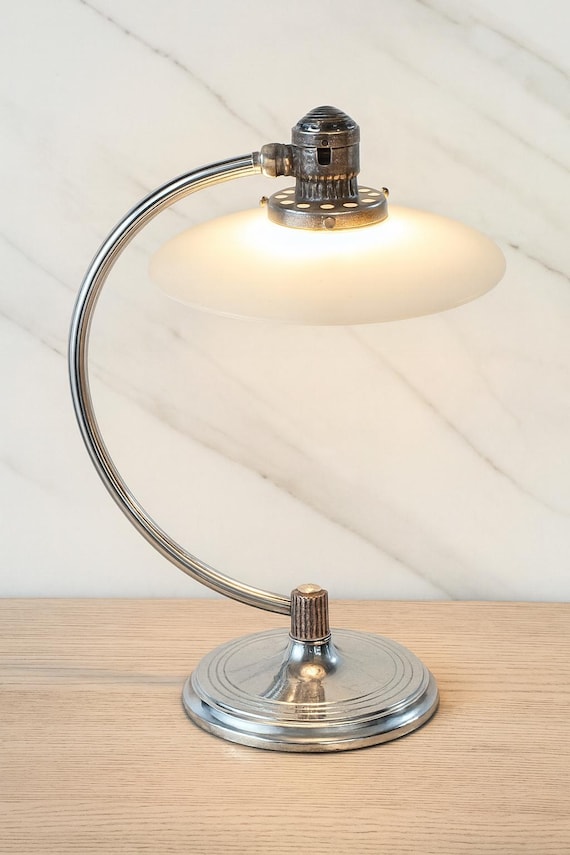 Vintage Chase Art Deco Lamp Machine Age Chrome Desk or Bedside