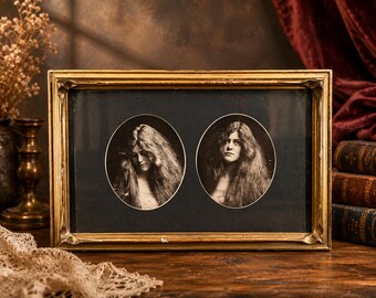 Antique Silent Film Star Portrait in Pie Crust Frame 1910s
