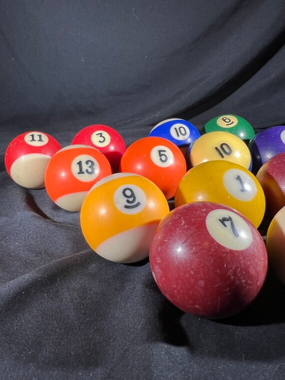 Vintage Billiard Pool Ball Set of 13 Game Room Decor Etsy