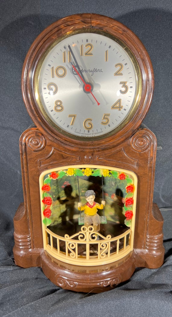 Vintage Mastercrafters Motion Clock Boy on Swing Works Great Etsy