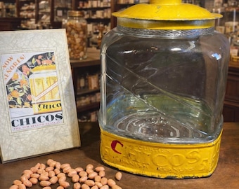 Vintage General Store Counter Jar Curtiss Chicos Spanish Peanuts