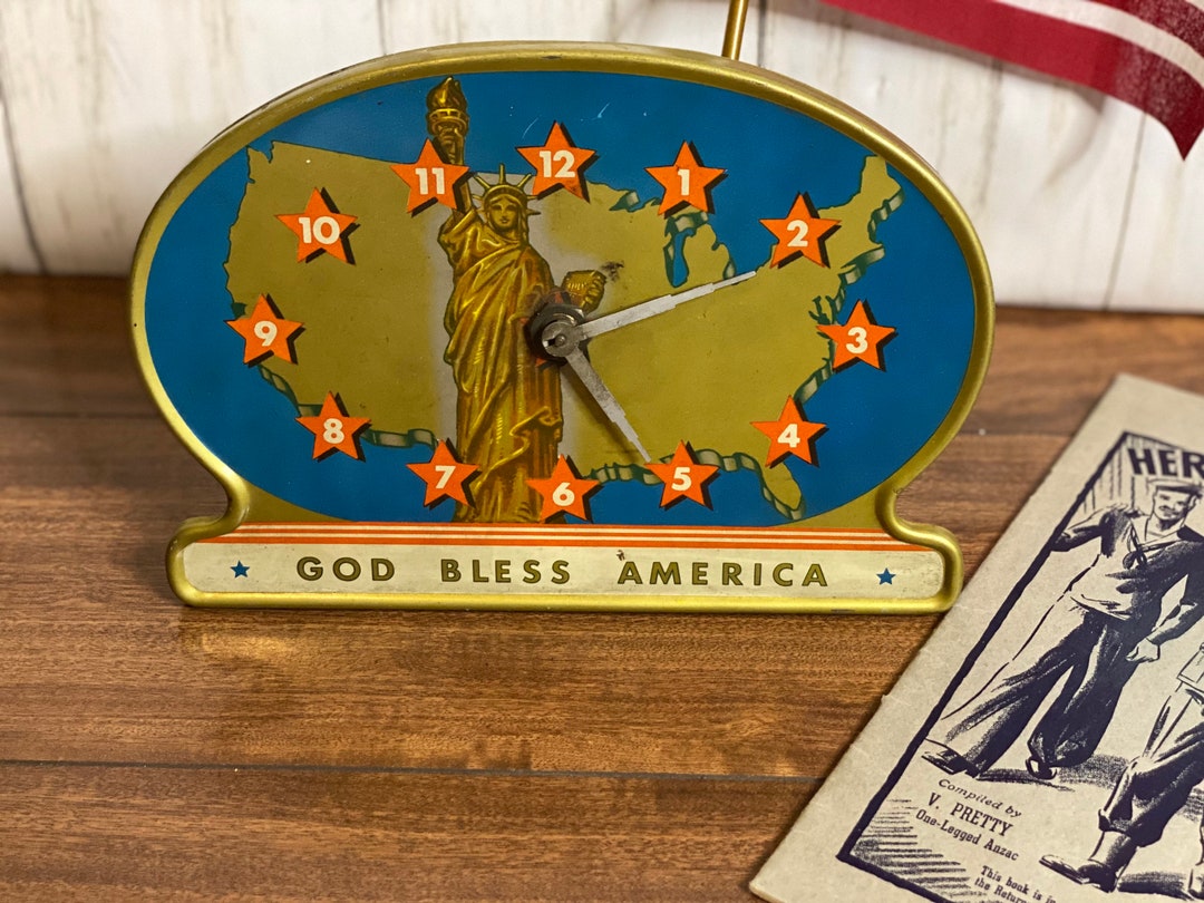 Vintage Statue of Liberty Clock WW2 Metal Works Etsy