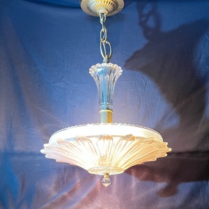 Vintage Glass Sunflower Pink Ceiling Light Fixture 3 Bulb Glass Stem