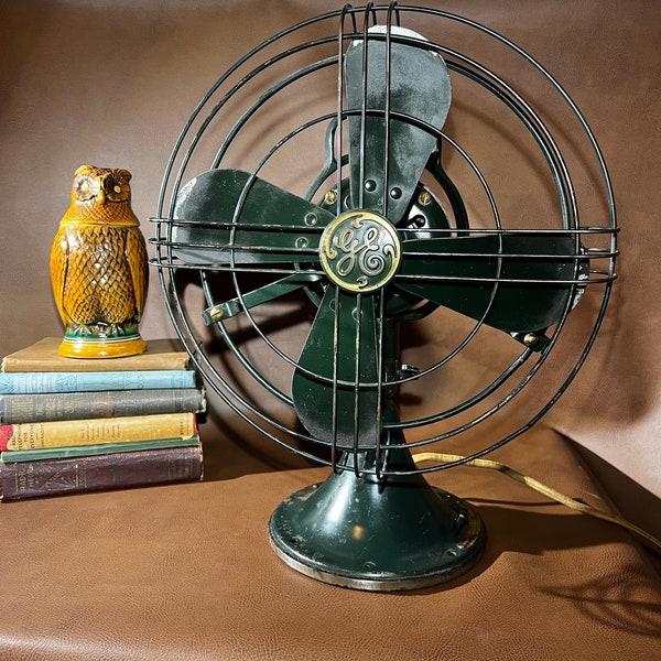 Vintage GE Fan Green Oscillating Works Great!