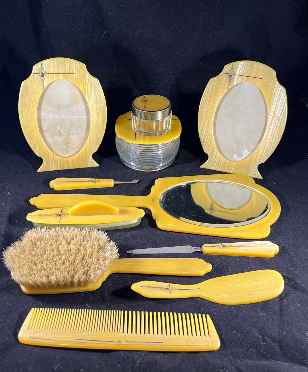 Antique Celluloid Vanity Set Art Deco Grooming 11 Pieces Etsy