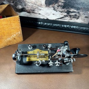 Vintage Vibroplex Telegraph Key 1950s Shiny Chrome on Black Base