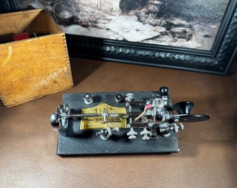Vintage Vibroplex Telegraph Key 1950s Shiny Chrome on Black Base