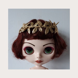 Doll leaf garland/tiara/crown, Blythe and Pullip size, silver