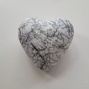 3D Decoupaged gothic North York Moors, Yorkshire map heart decoration, smaller, plump, black and white