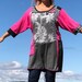 Think Pink :) Dress One of a kind Funky Quirky Boho Warm Tunic Dress Striped Unique Sweaterdress Plus Size Up cycled Free Shipping Grey LJ