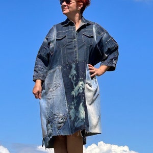 Distressed denim dress plus size store